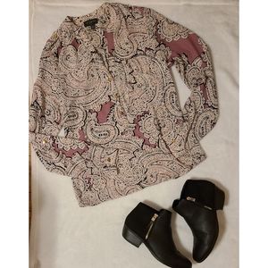 THE LIMITED Pink Patterned Blouse